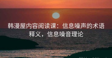 韩漫屋内容阅读课：信息噪声的术语释义，信息噪音理论